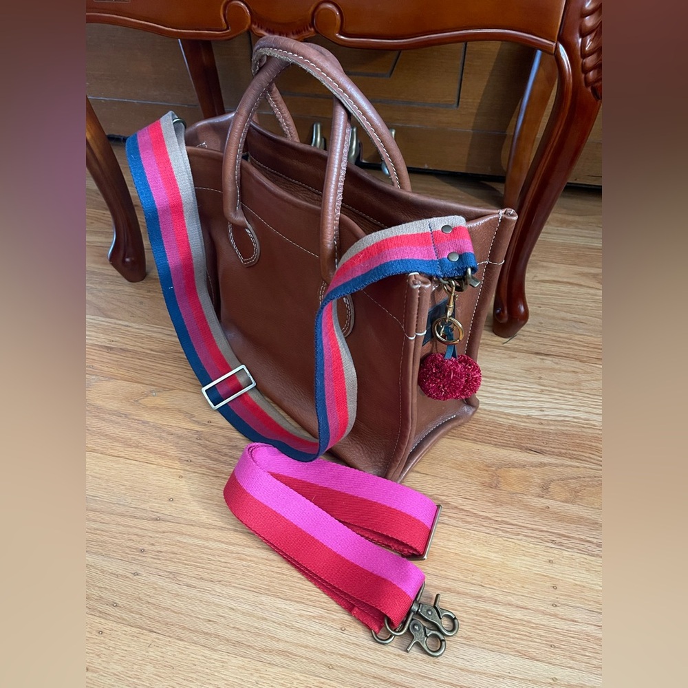 Parker Thatch - Parker Bag in Cognac Pebbled Leather w/ two straps & bag charm